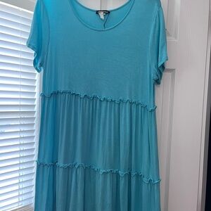 HEIMISH USA Turquoise Tiered Midi Dress